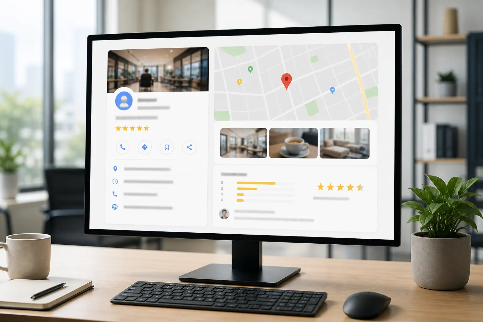 Profil Google Business na monitorze komputera
